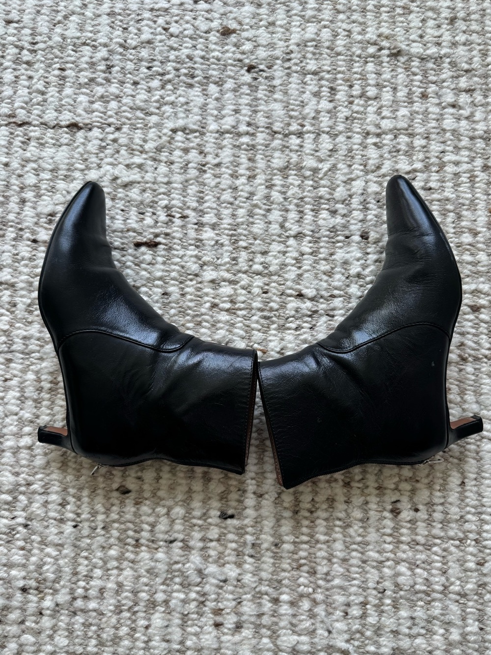 Madewell The Dimes Kitten Heel Ankle Boot Black Crinkle Leather Size 8 - Picture 9 of 13